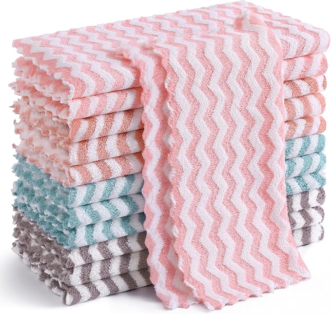 Homaxy 12 Pack Kitchen Dish Cloths, Ultra Soft and Absorbent Dish Towels