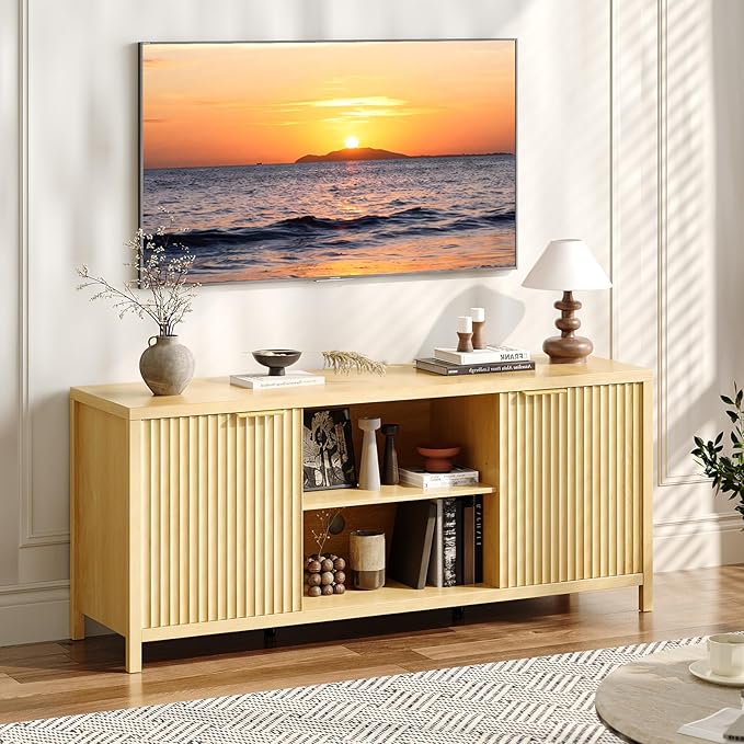 VINGLI 57.8" TV Stand for 70 Inch TV, Mid Century Modern Media Console