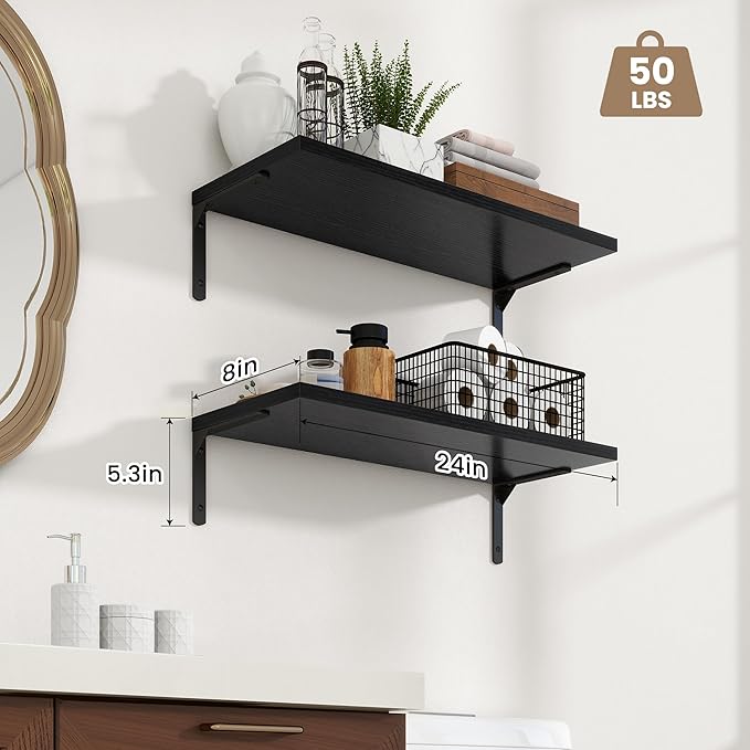 Fun Memories Deep Floating Shelves, 24W x 8D Floating Shelves Set of 2