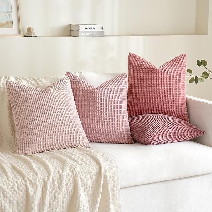MIULEE Aesthetic Pink Spring Decorative Pillow Covers 18x18 Inch Set of 4