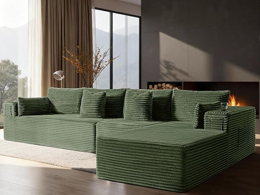 138" Cloud Sectional Couch, Comfort L Shaped Boneless Couch