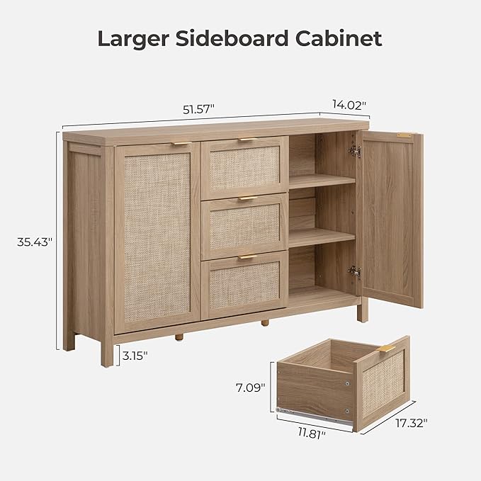 SICOTAS 52" Larger Sideboard Buffet Coffee Bar Cabinet
