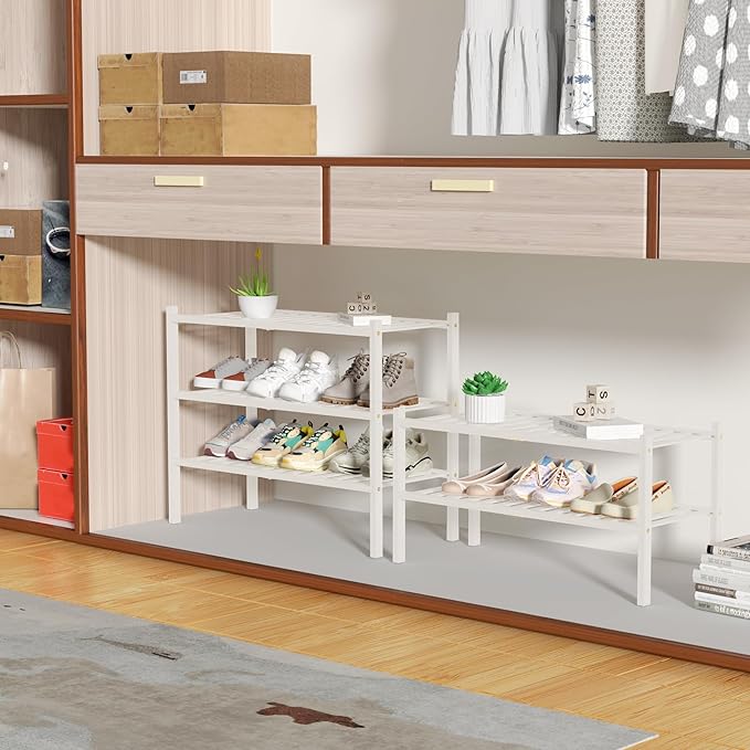 ROMGUAR CRAFT 2 Tier Bamboo Shoe Rack