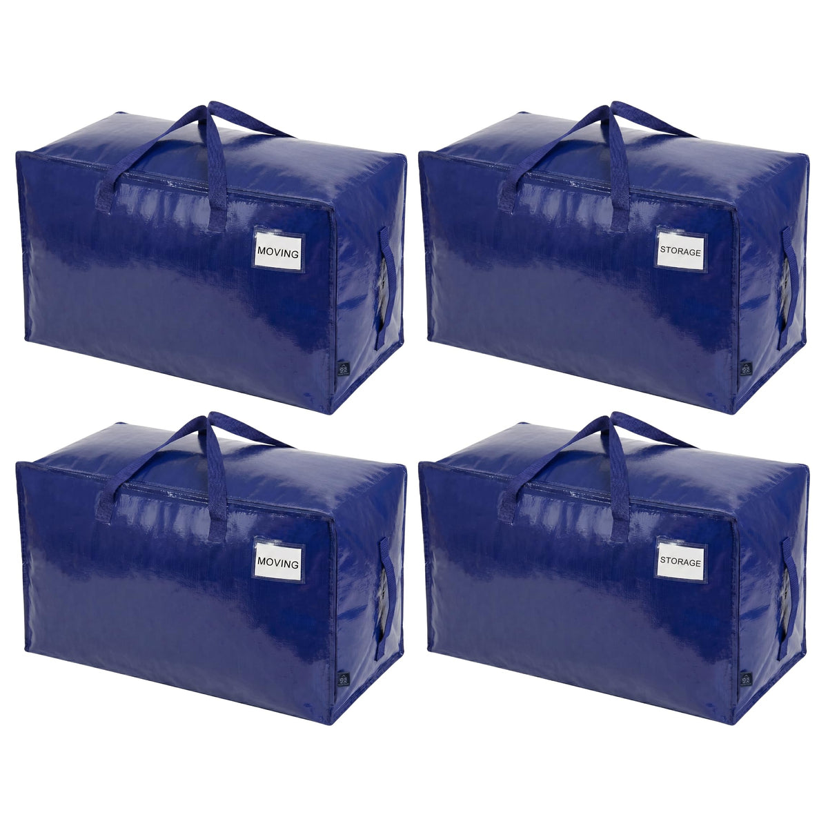 VENO 4 Pack Extra Large Heavy Duty Moving Bags with Wide Opening & Reinforced Handles, Reusable Storage Tote Bags with Strong Zippers for Clothes, College Dorm Essentials & Moving Supplies