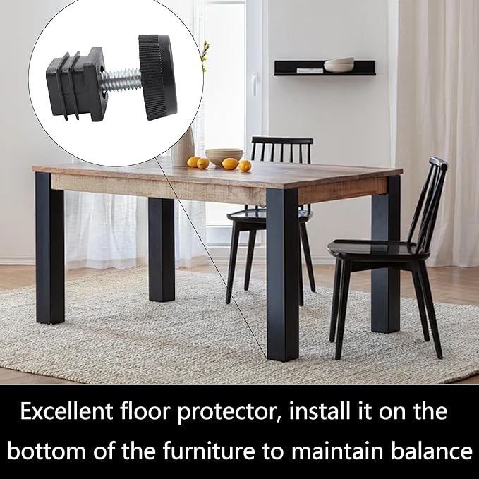8Pcs Adjustable Leveling Feet 25 x 25mm Square Insert Kit Furniture Glide