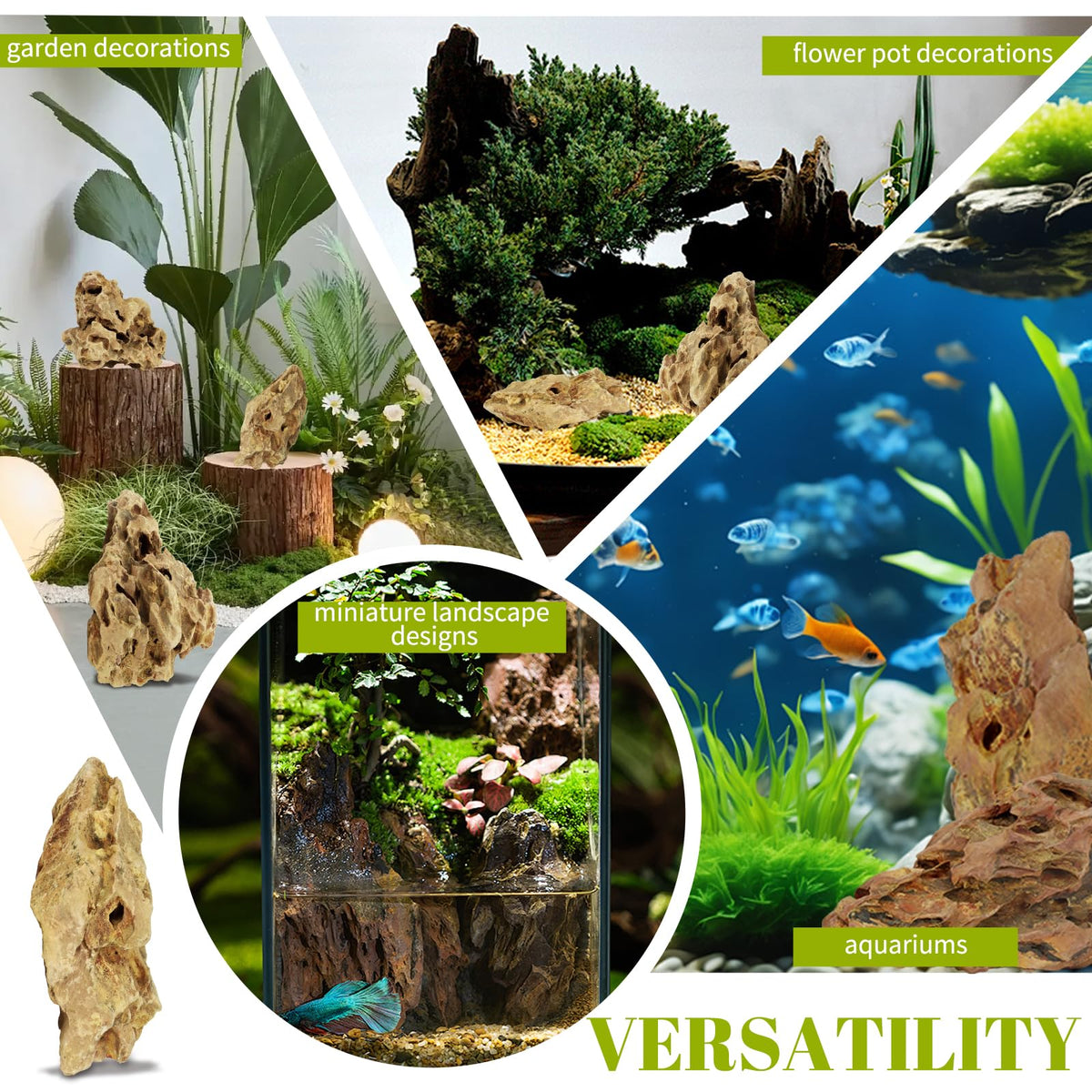 VOKOY 2.5lb Natural Dragon Stones, Aquarium Rocks Decoration Aquascaping Stone Landscaping Model for Fish Tank Decor Terrariums Paludariums Reptile Enclosures Gardens, 2-4 inches
