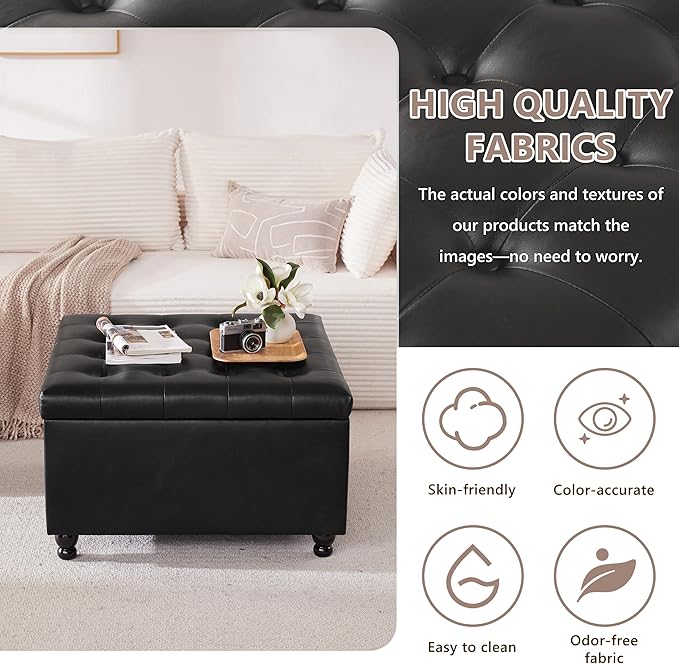 Weture Large Square Storage Ottoman Coffee Table, Oversized Square Ottoman