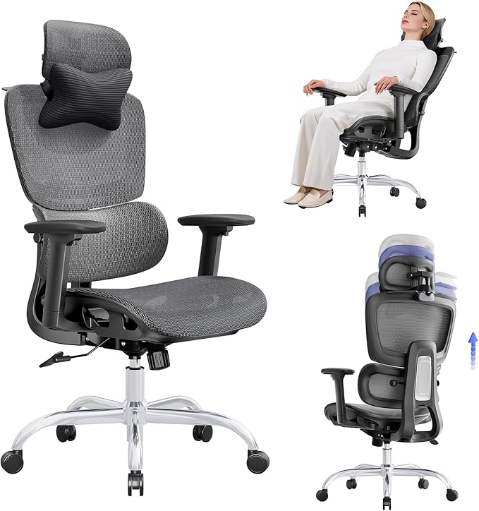 Ergonomic Office Chair with 3D Headrest, Computer Chair with Adjustable