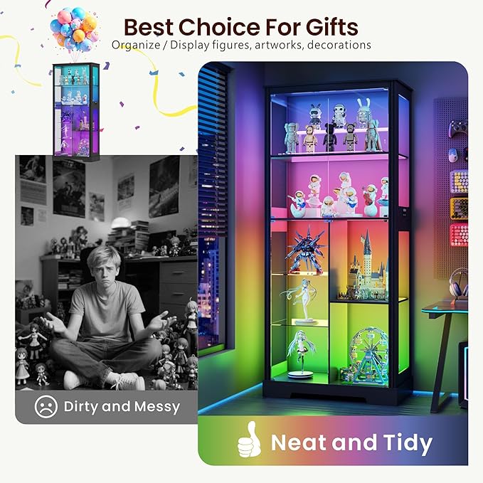 71” Glass Display Cabinet with RGB Light