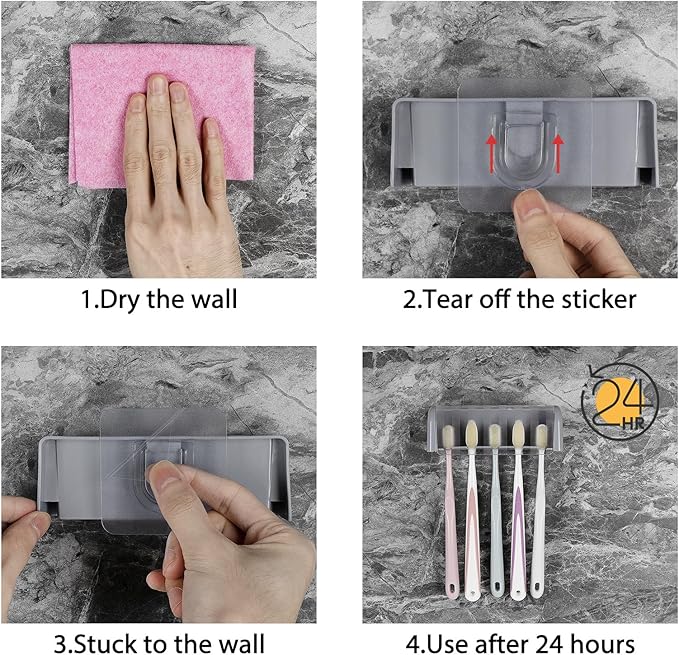 LUEXBOX 5 Slots Wall Mount Toothbrush Holder