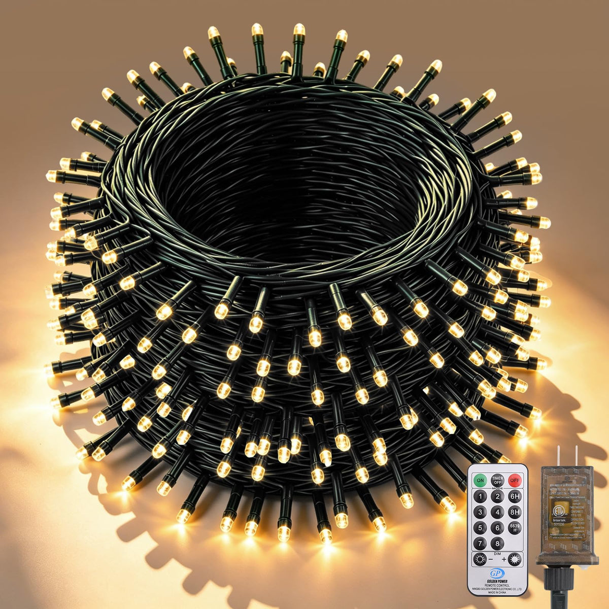 Dailyart 1200 LED Christmas Lights - 95 Ft Indoor Outdoor Cluster Lights with 8 Modes - Warm White Plug in Fairy String Lights with Timer Twinkle Lights for Christmas Tree Wedding Xmas Decorations