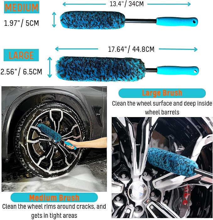 PRO Choice 4 Pack Long Handle Wheel Brush Kit