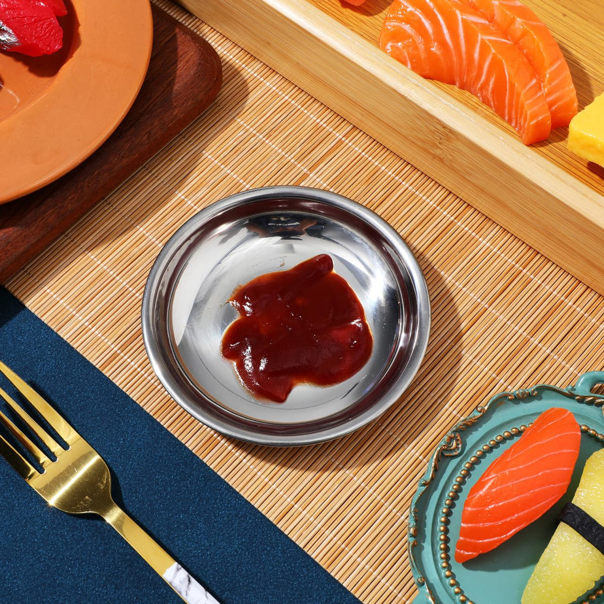 Sosoport 10Pcs Stainless Steel Small Plates 3.93 Inch Round Sauce Dishes for Condiments Mustard Appetizer Bowls Ideal for Home Kitchen Dining Entertaining