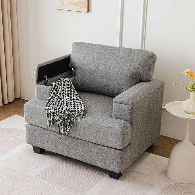 Oversized Accent Chair with Armrest Organizer, Comfy Living Room Chairs with