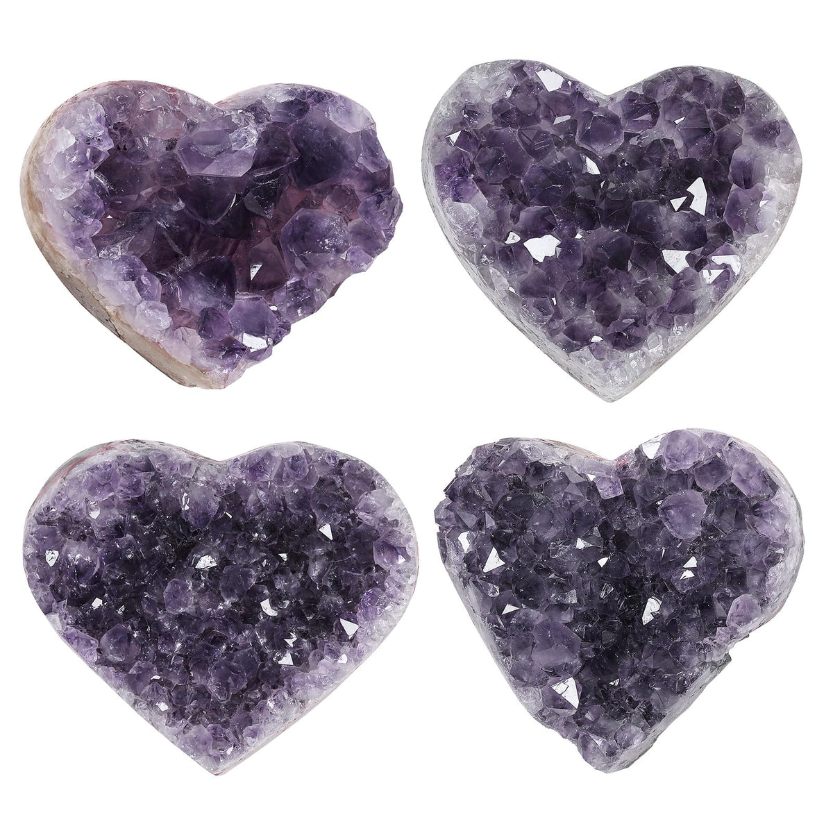 rockcloud Natural Amethyst Heart Crystal Cluster, Reiki Crystal Palm Geode Stone Specimen for Positive Energy, 0.44-0.66 lb