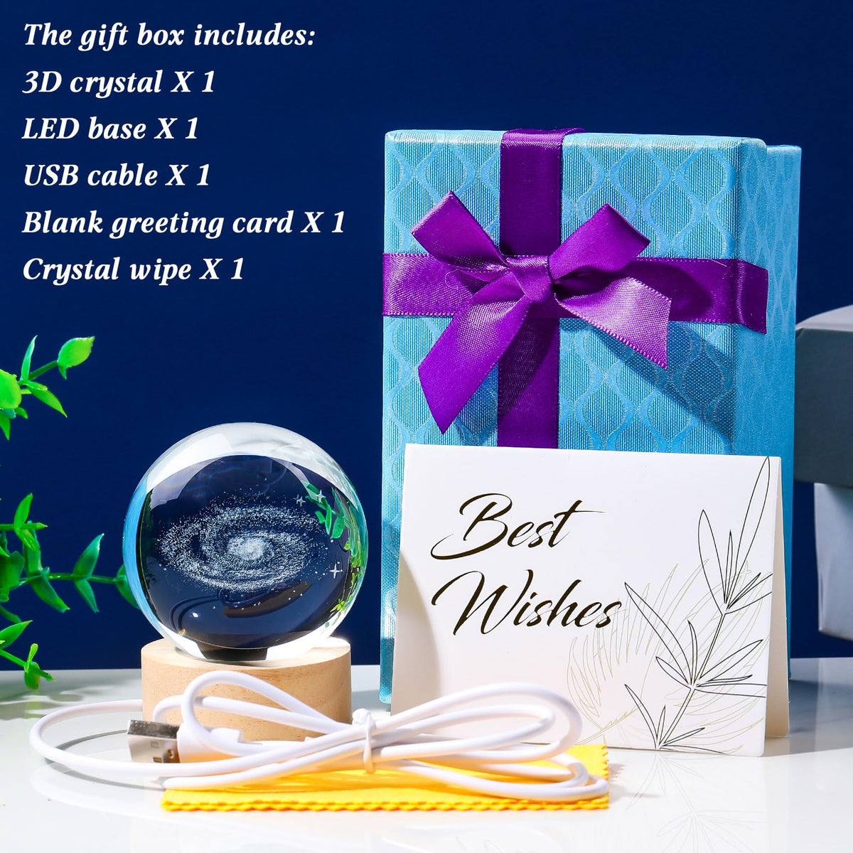 Movdyka 3D Crystal Galaxy Ball Space Decor Lamp Science Astronomy Gifts for Kids, Laser Engraved Galaxy Model Universe Night Light Gift Idea for Graduation Mothers Day Christmas