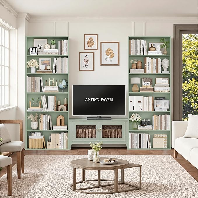 FOTOSOK 6-Tier Open Bookcase and Bookshelf Set of 2, Freestanding Display