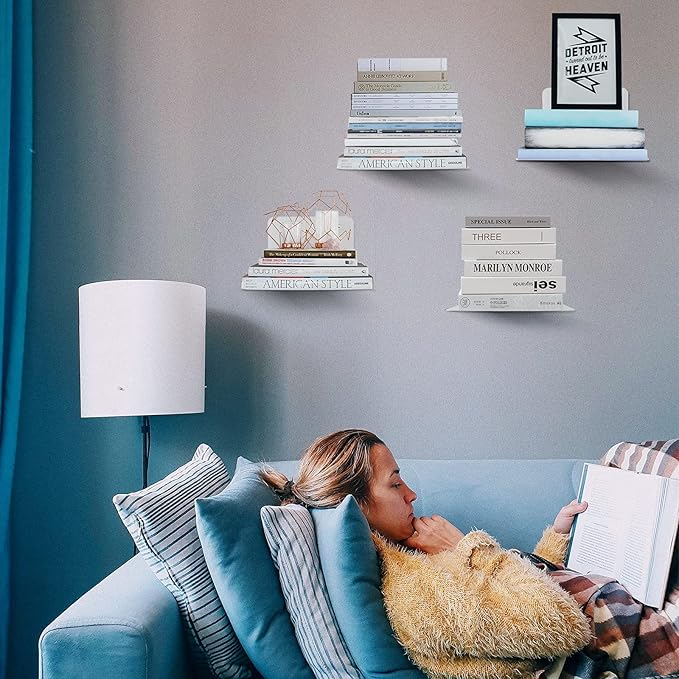 Fentec Invisible Floating Bookshelf, Wall Mounted Floating Bookshelves