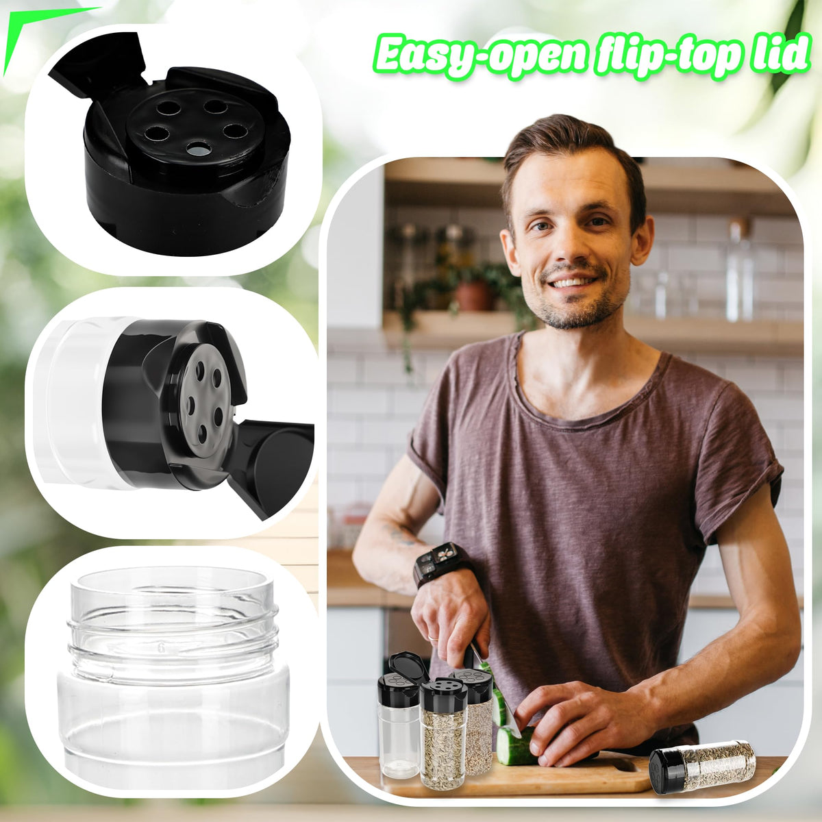 20 Pcs 3.4 oz Plastic Spice Jars with Shaker Lids Empty Spice Bottles Clear Seasoning Containers for Kitchen Home Storing Salt Seasoning