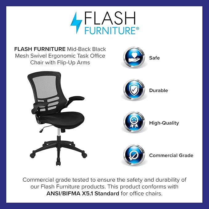 Flash Furniture Set of 8 Mid-Back Swivel Ergonomic Task Office Chairs