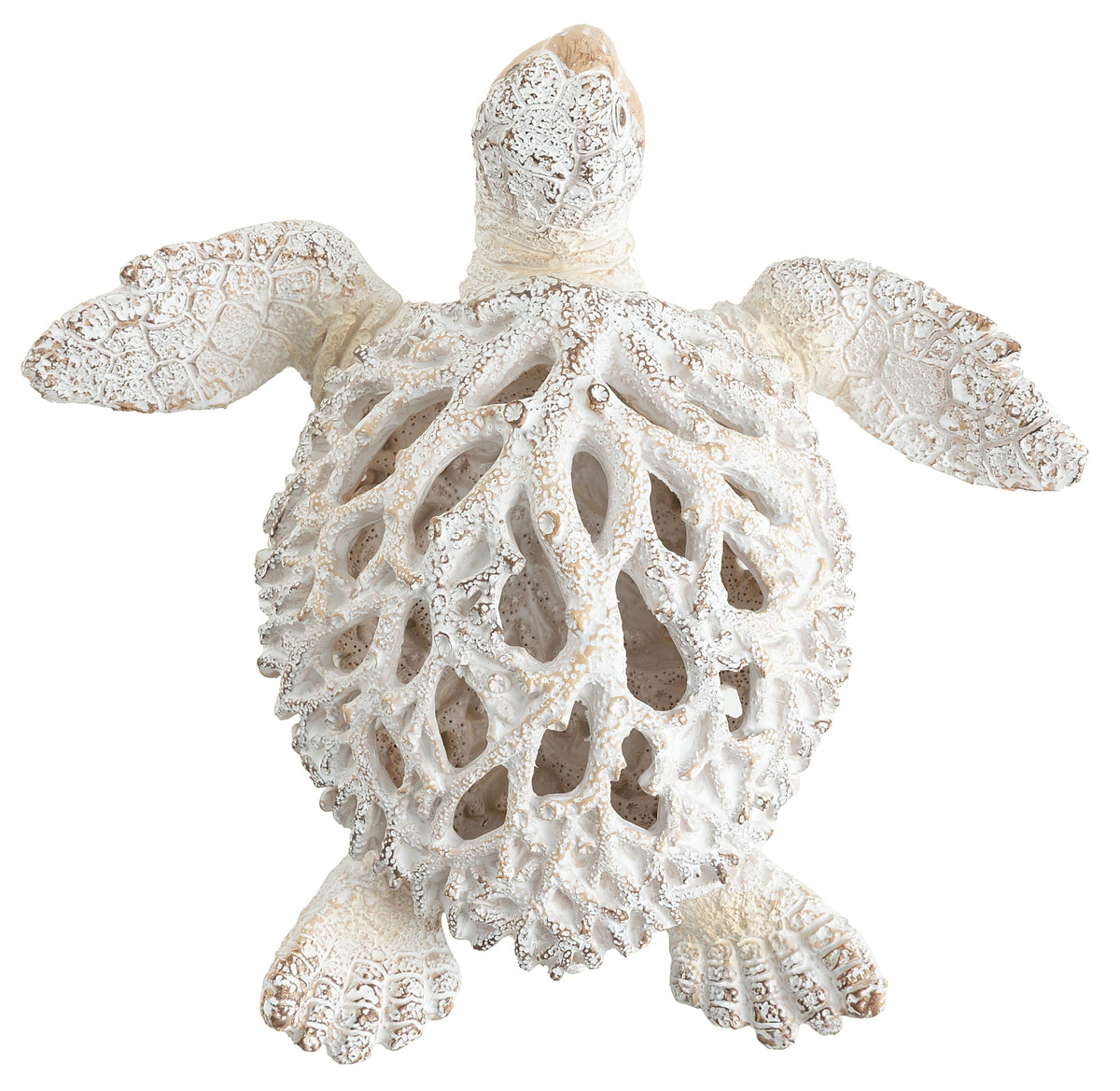 VVGIFTS Ocean Decor White Sea Turtle Coral Reef Home Office Decor Sculpture Beach Coastal Tabletop Shelf Collection (White)