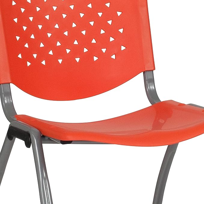 Flash Furniture HERCULES -5 Pack 880 lb. Capacity Orange Plastic Stack Chair |