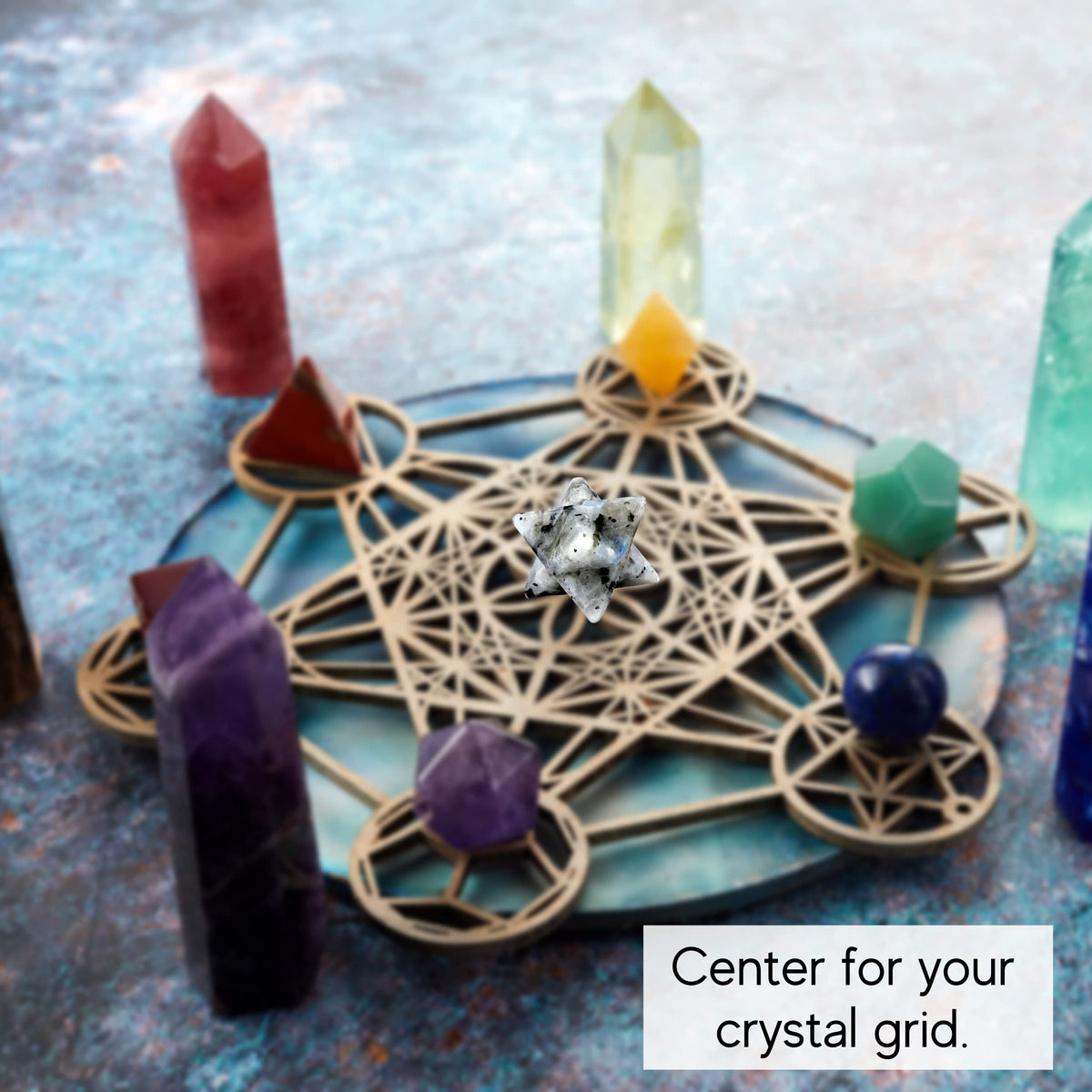 Amazing Gemstone Rainbow Moonstone Merkaba Crystal - 0.75 Inches Metaphysical Merkaba Star for Meditation - Energetic Tetrahedron Crystal and Healing Stones for Spiritual Growth and Healing (15-20mm)