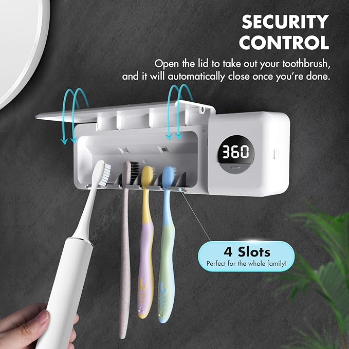 Sanitizeri Toothbrush Holder, Sanitizeri Toothbrush Cleaner, 2000mAh