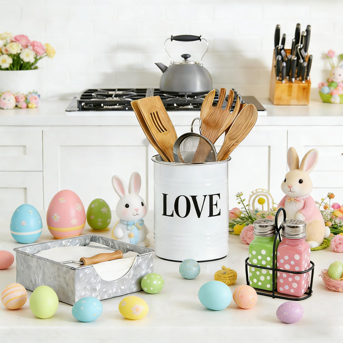 2 Pieces Easter Salt Pepper Shakers Polka Dot Egg Pink and Green Ceramic Salt and Pepper Shaker Set for Stove Top Easter Home Kitchen Decor(Pink and green egg)