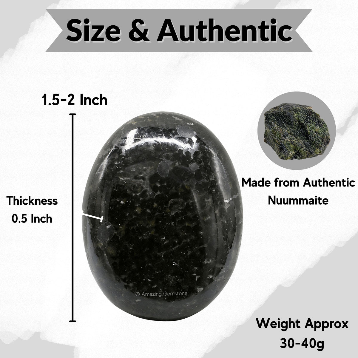 Amazing Gemstone Nuummite Crystals and Healing Stones - Large Palm Stone Crystals Piedra - Crystal for Good Luck, Balanced Positive Energy, Meditation - Unique Stocking Stuffers, Gifts for Women