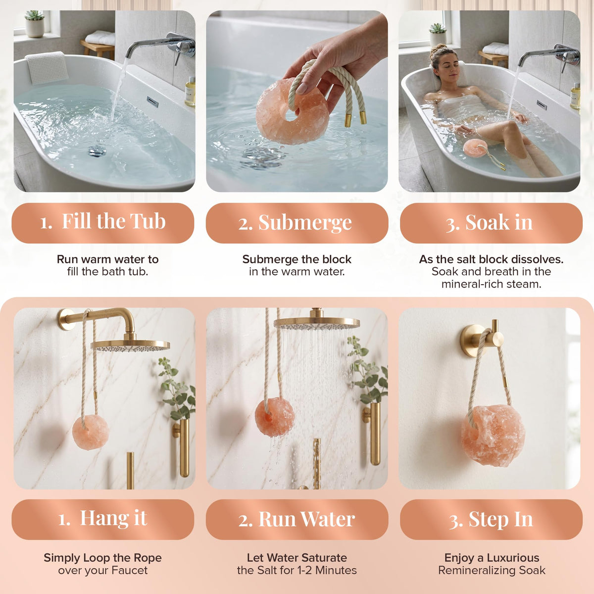 UMAID Himalayan Pink Salt Rock for Shower & Bath – Salt Buddy™ 2 lb Hanging Mineral Stone for Spa-Inspired Relaxation, Self-Care & Bath Soaks, Unique Wellness & Home Spa Gifts for Men & Women