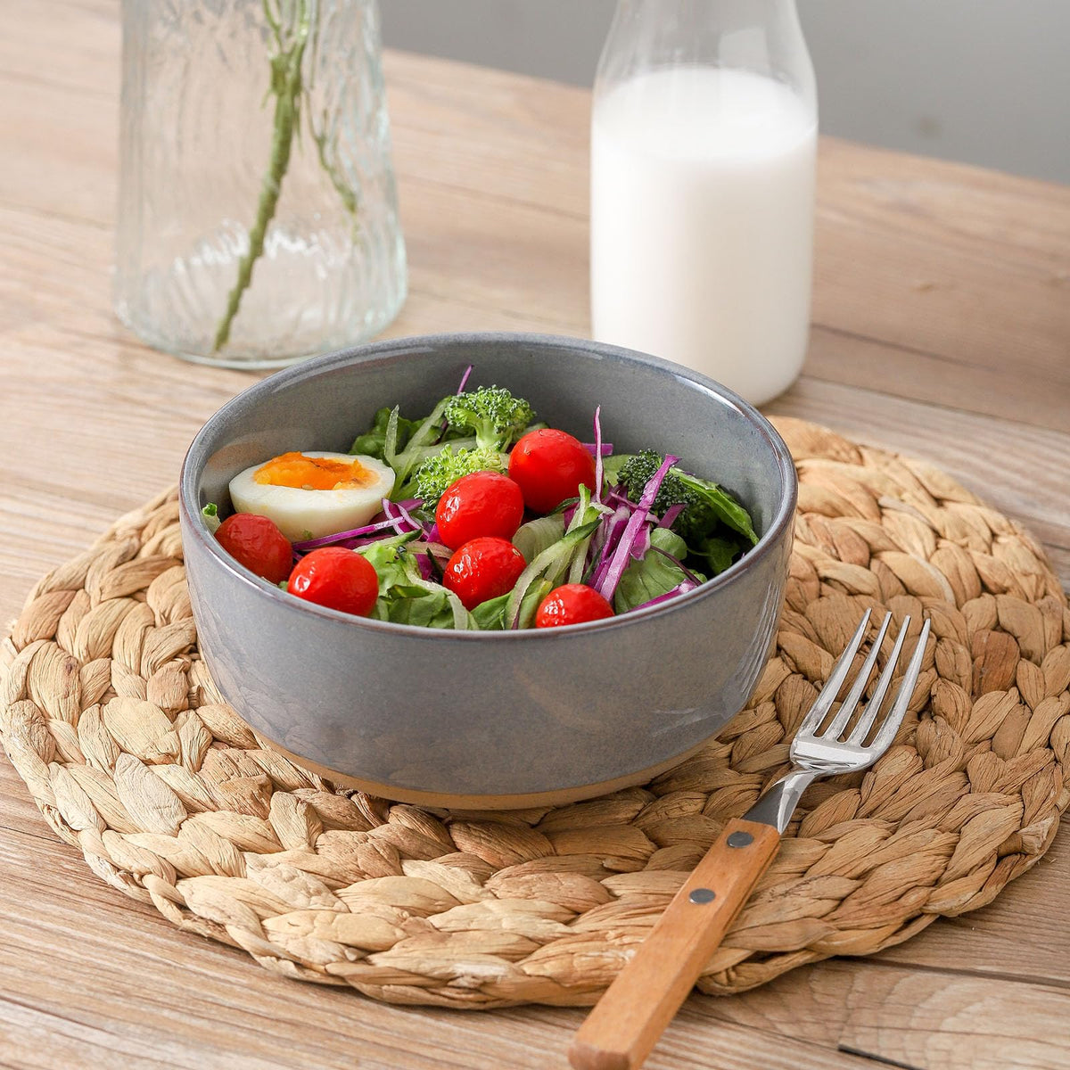 Tikooere Ceramic Soup Bowls Set of 6,30 Ounce Stoneware Cereal Bowl,Porcelain Nesting Bowls for Oatmeal,Popcorn,Soup,Pasta,Fruit,Housewarming Gift,Microwave & Dishwasher Safe,Gray