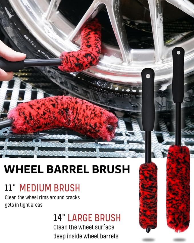 Premium 7PCS Car Wheel Rims Detail Cleaning PRO Wash Kit, Wheel Wash Mitt