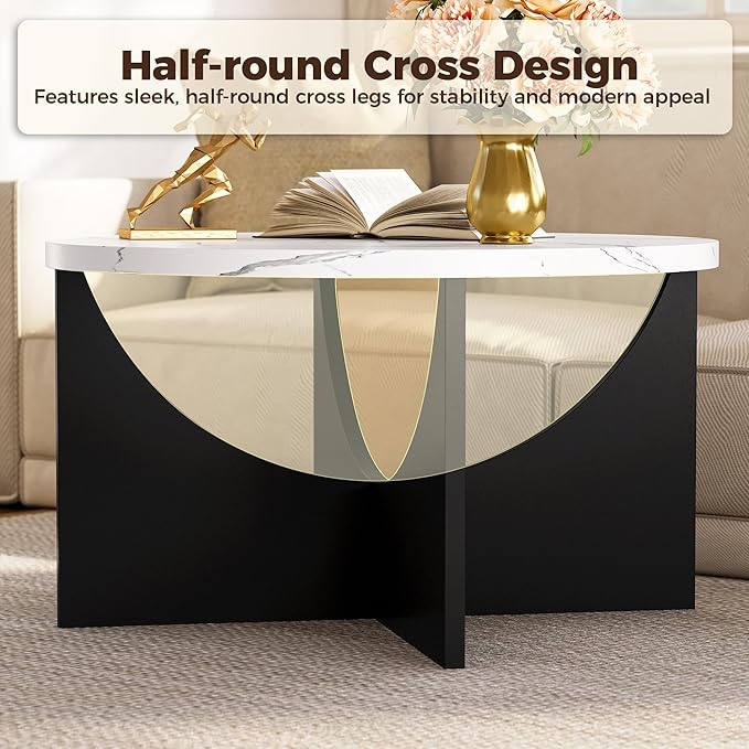LIKIMIO Nesting Coffee Tables Set of 2, 31.5" Round Side Tables