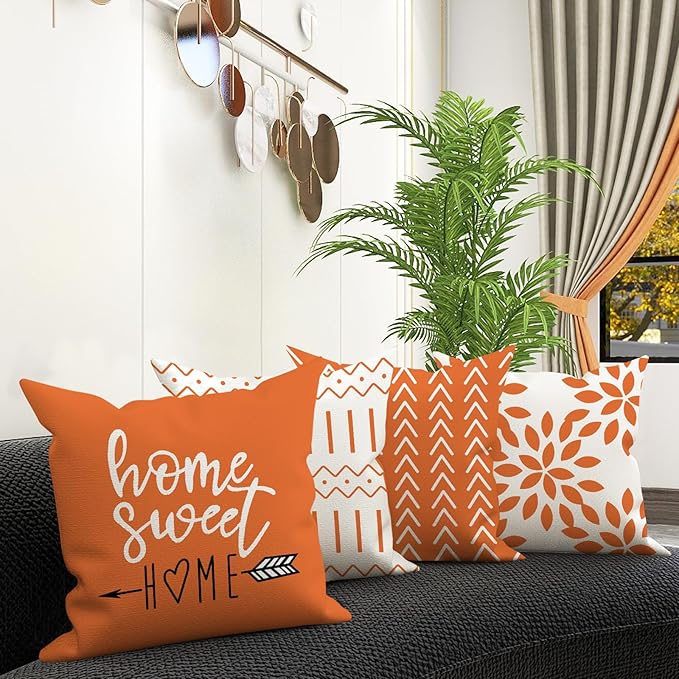 YCOLL Fall Pillow Covers 18x18 Set of 4, Modern Sofa Throw Pillow Cover