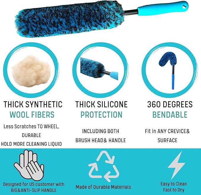 PRO Choice 4 Pack Long Handle Wheel Brush Kit