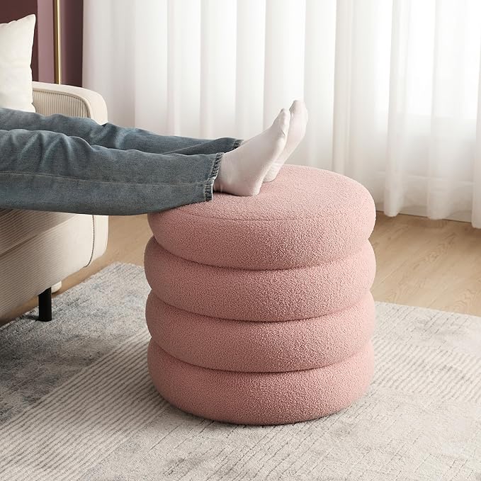 Flouki Round Ottoman Set of 2, Ottomans