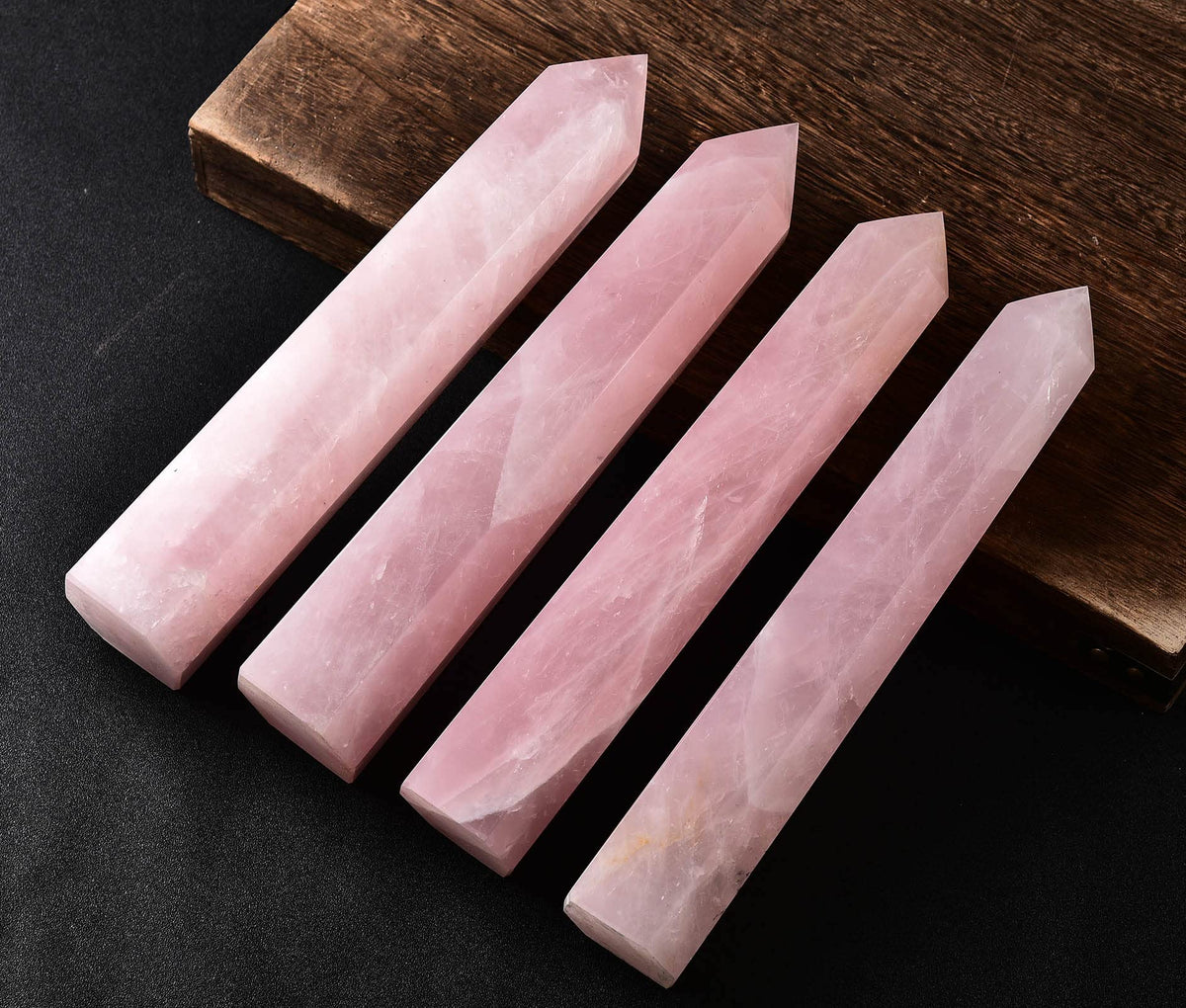 AMOYSTONE Large Healing Crystal Obelisk Tower Rose Quartz Point Wand Crystal Decor Reiki Gifts for Bignners 3.5-4.0 LBS