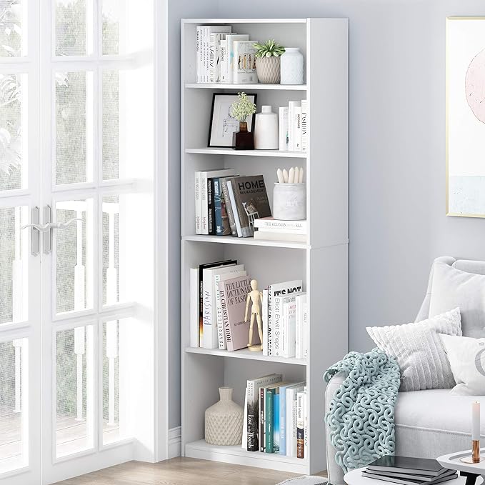 Furinno Jaya Book Shelf, 5-Tier Bookshelf, Bookcase