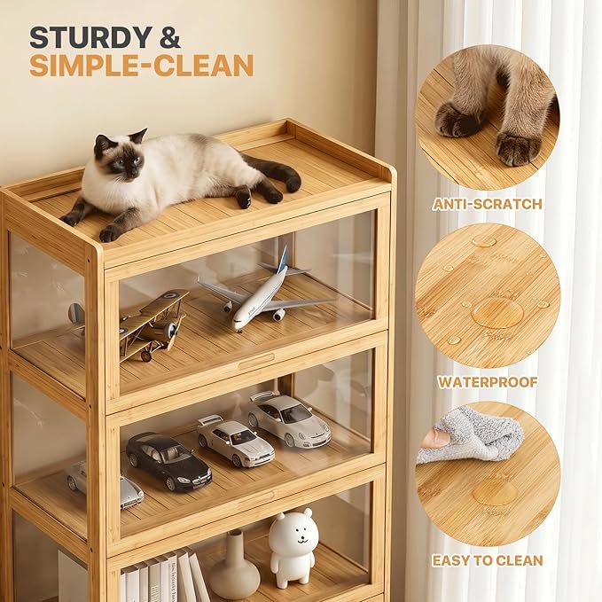 Magshion Display Cabinet with Acrylic Doors, 5-Tier Curio Cabinet