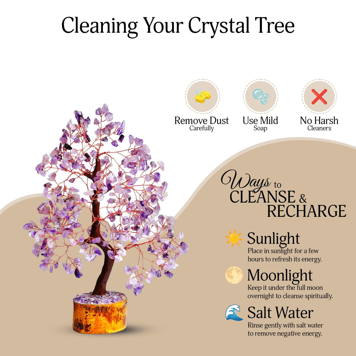 YATSKIA Amethyst Crystal Tree of Life | Healing Quartz Tree | Boho Room Decor | Meditation Decor | Gifts for Women Who Have Everything | Birthday Gifts | 10 Inch
