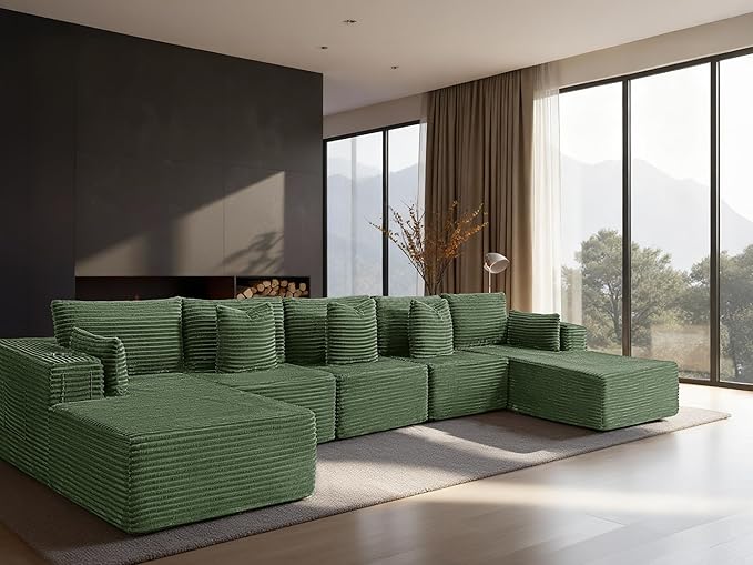 168" Cloud Sectional Couch, Comfort U Shaped Sofa