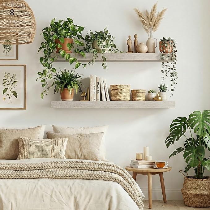 Dreamland Floating Shelves for Wall, 2 Pack Rustic Wooden Wall Shelves