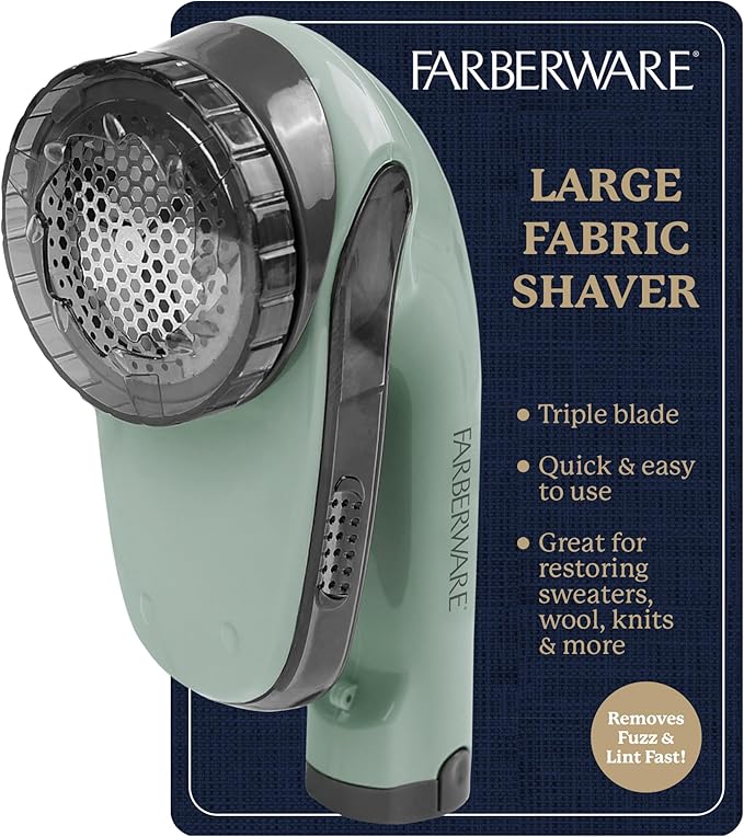 Farberware Large Lint Remover Fabric Shaver – Battery Operated Lint Shaver