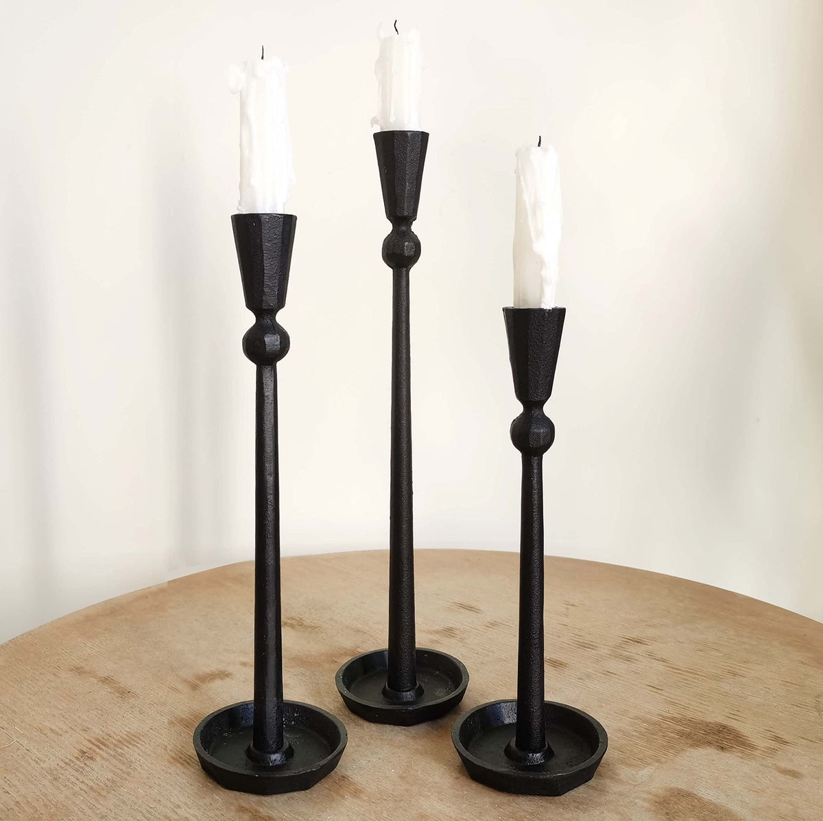 Iron Taper Candle Holder Set 3 - Decorative Candle Stand - Candlestick Holder for Wedding, Dinning, Party (Black)…