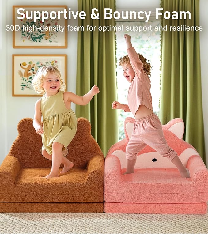 little dove Extra Wide Soft Toddler Couch Fold Out, Comfy Toddler Chair