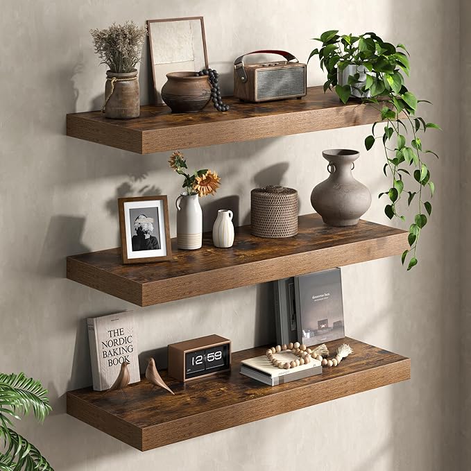36Inch Floating Shelves for Wall, 12 Inch Deep Shelves for Bedroom, Bathroom