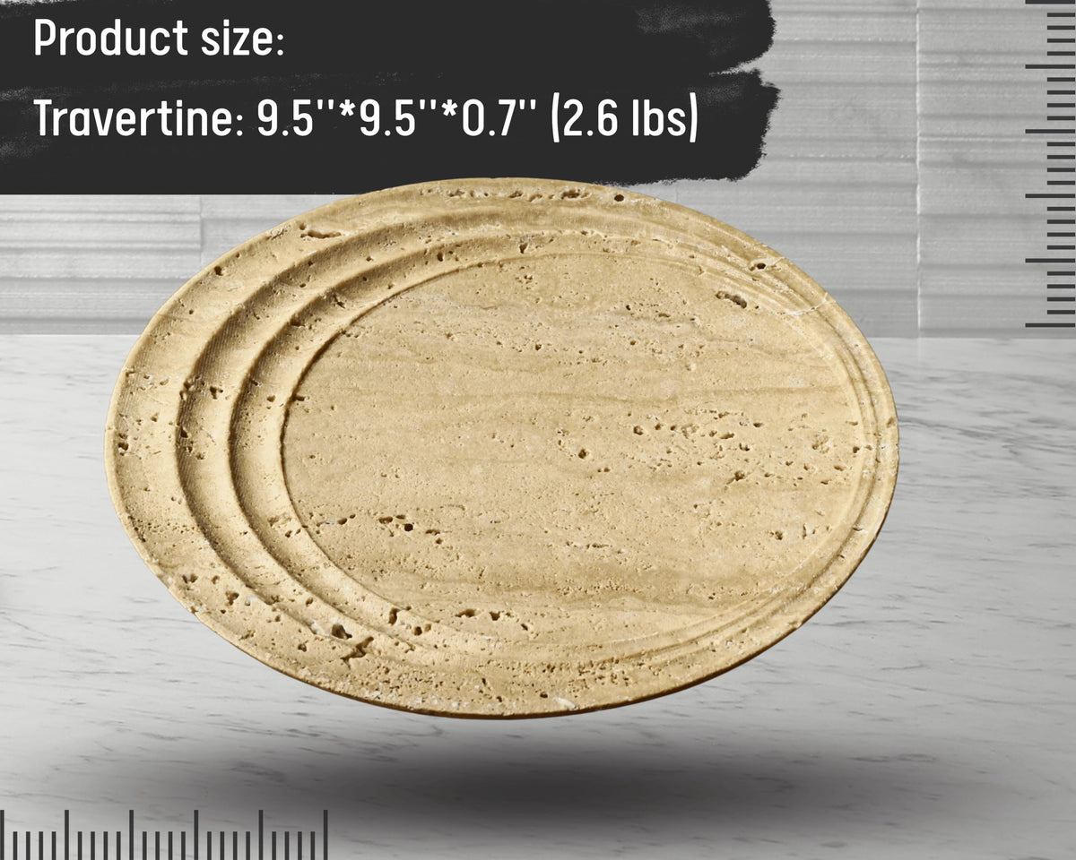 astavostone Natural Travertine Tray 9.5'' – Cream Beige Marble Decorative Tray, Fruit & Vase Display Plate, Decorative Catchall for Keys, Jewelry & Objects on Table, Island or Entryway Counter Decor