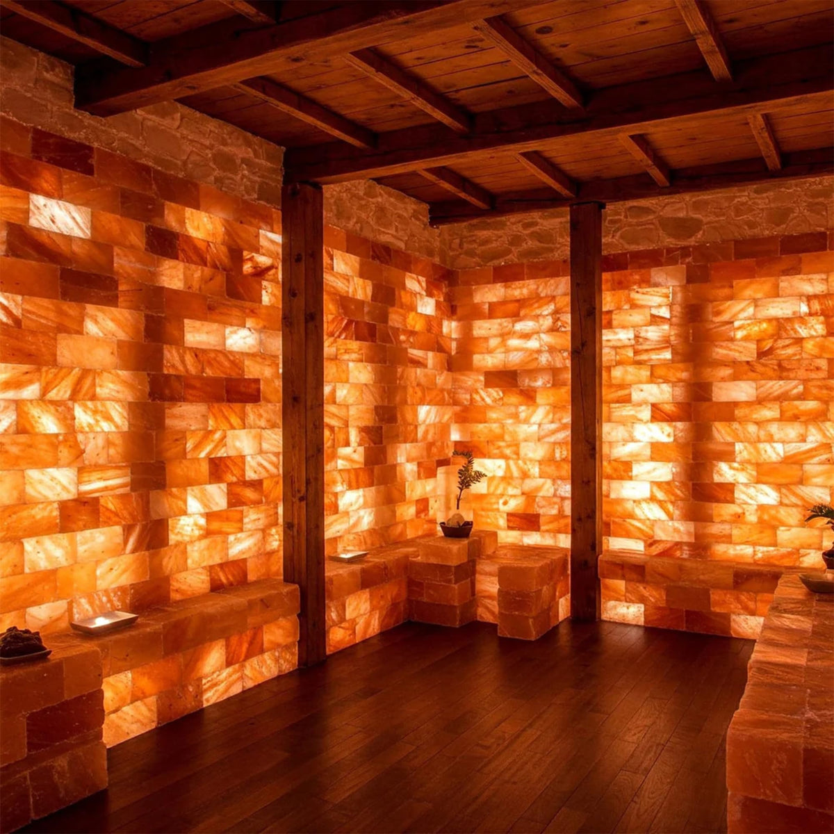 Himalayan Pink Salt Bricks 8x4x1 Inch – Pack of 6 Natural Salt Tiles for Salt Walls, Sauna Rooms, Spa Decor & Wellness Projects
