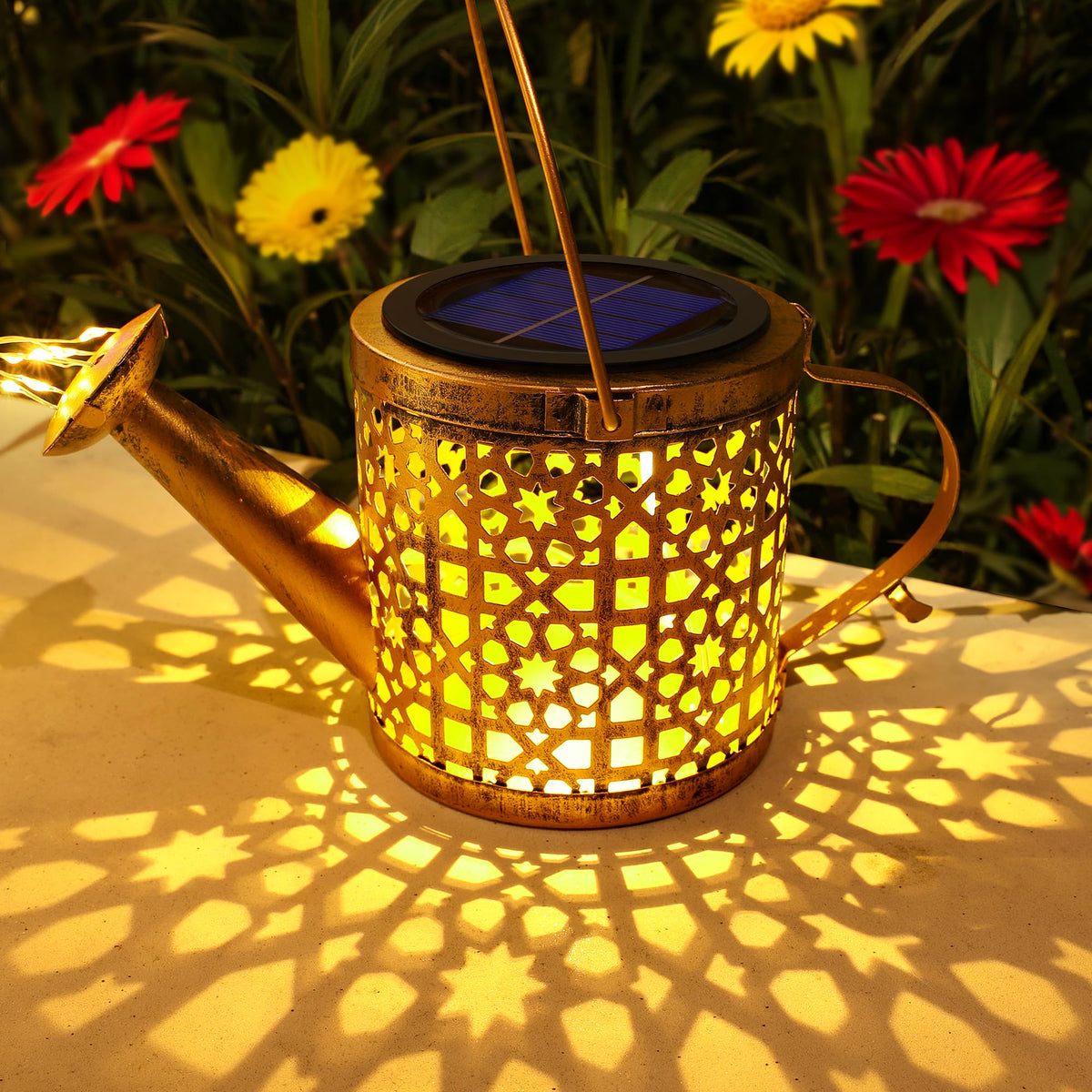 BETOLEAN Solar Lights Outdoor Decorative, 2 Pack Metal Watering Can Lights Outdoor Waterproof, Small Patio Light Yard Lawn Pathway Decor, Gardening Gifts for Women Mom Grandma